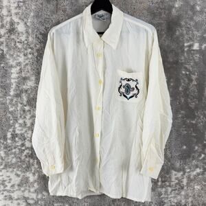 Gina Peters Womens Size L Embroidered Button Shirt Cream Long Sleeve Top